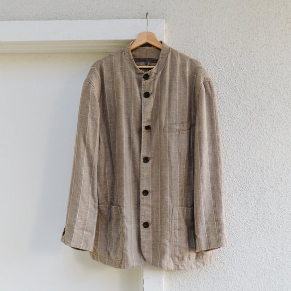 Men's Stand Collar Blazer Jacket - Picture 4 of 8